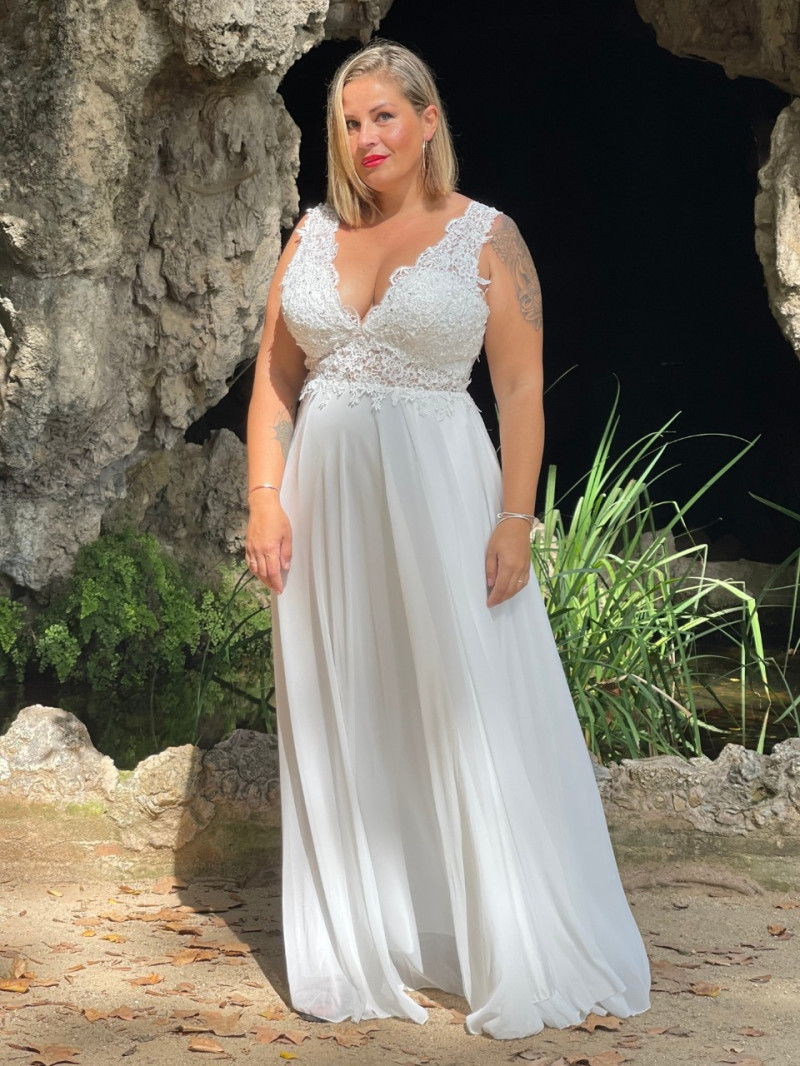 vestido de novia barato talla grande elegante