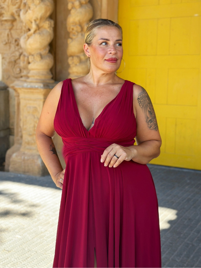 Vestido de invitada talla grande con abertura – Tallas 34 a 50 | Vestidos Araya