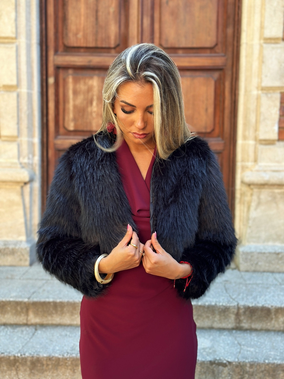 Torera de pelo para invitada – Chaqueta corta elegante Vestidos