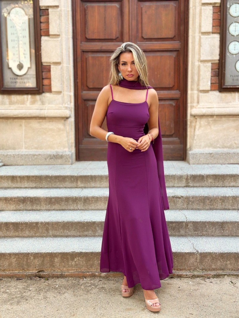 Vestido de invitada con chal – Disponible en varios colores – Talla única 34-38 | Vestidos Araya