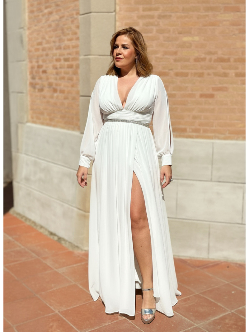Vestido de novia económico en tallas grandes con escote cruzado |Vestidos Araya