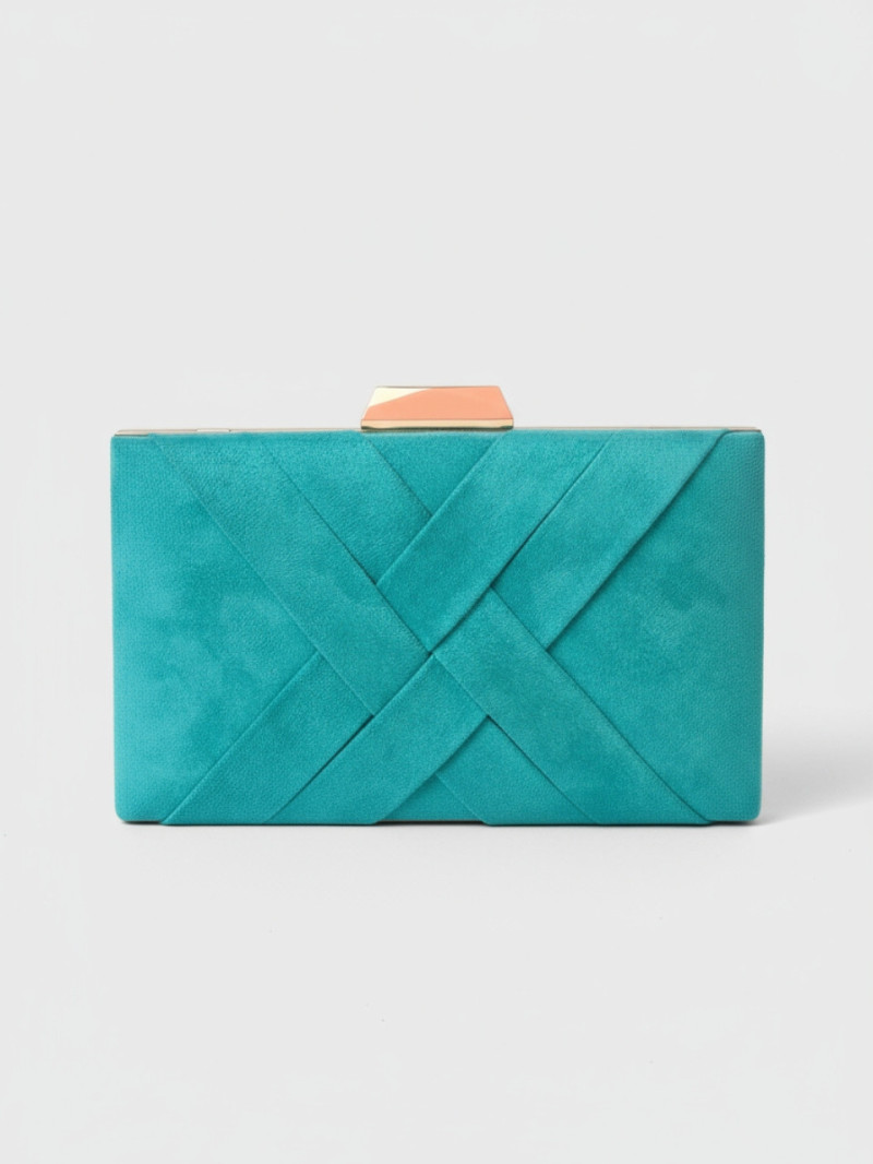Bolso clutch de antelina color petróleo – Bolso de fiesta