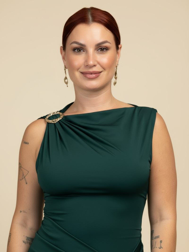Vestido midi de invitada con apliques dorados | Vestidos Araya Vestido midi de invitada con apliques dorados | Vestidos Araya