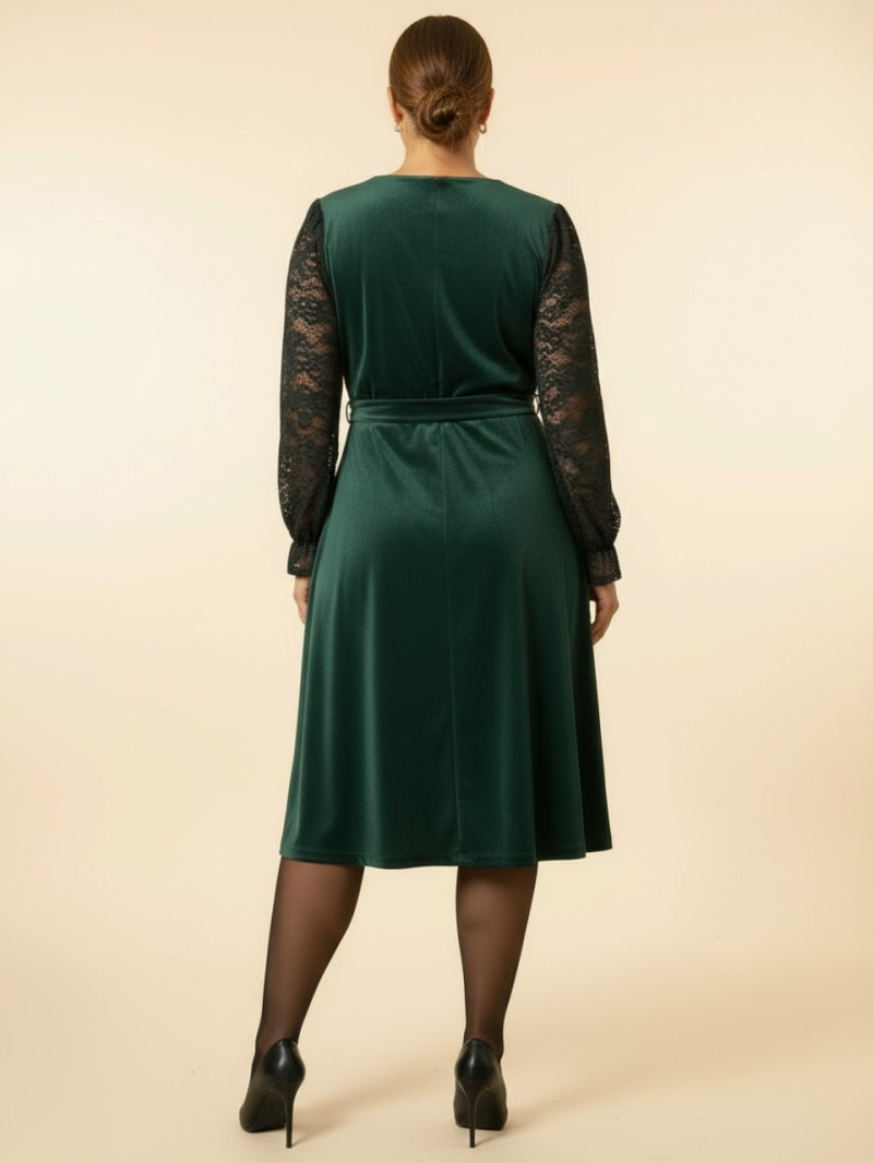 Vestido de fiesta cruzado con encaje manga larga | Tallas grandes 59€ | Vestidos Araya Vestido de fiesta cruzado con encaje manga larga | Tallas grandes 59€ | Vestidos Araya