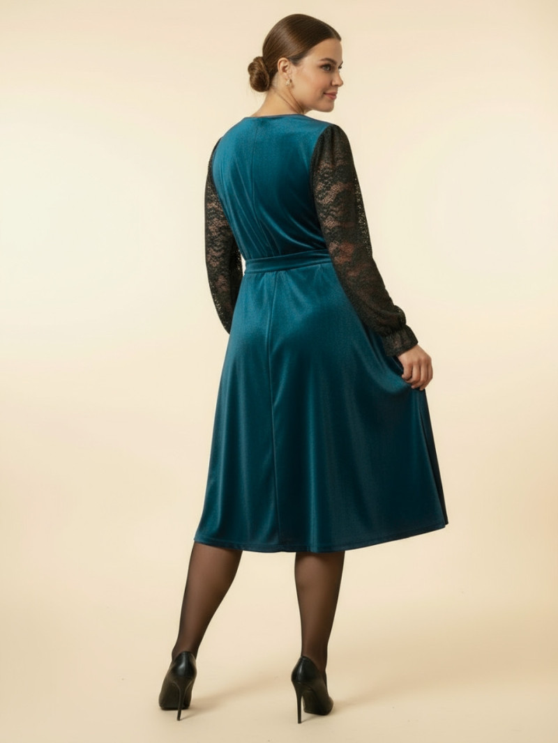 Vestido de fiesta cruzado con encaje manga larga | Tallas grandes 59€ | Vestidos Araya Vestido de fiesta cruzado con encaje manga larga | Tallas grandes 59€ | Vestidos Araya