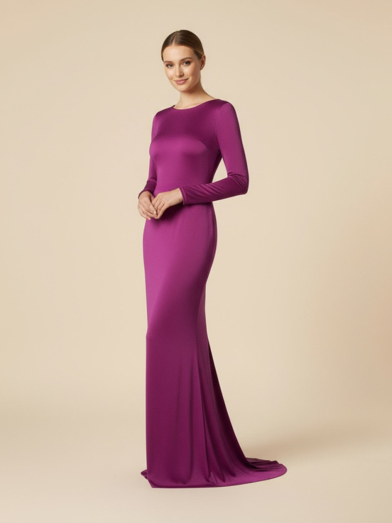 Vestido largo de fiesta fucsia con espalda descubierta | Vestidos Araya
