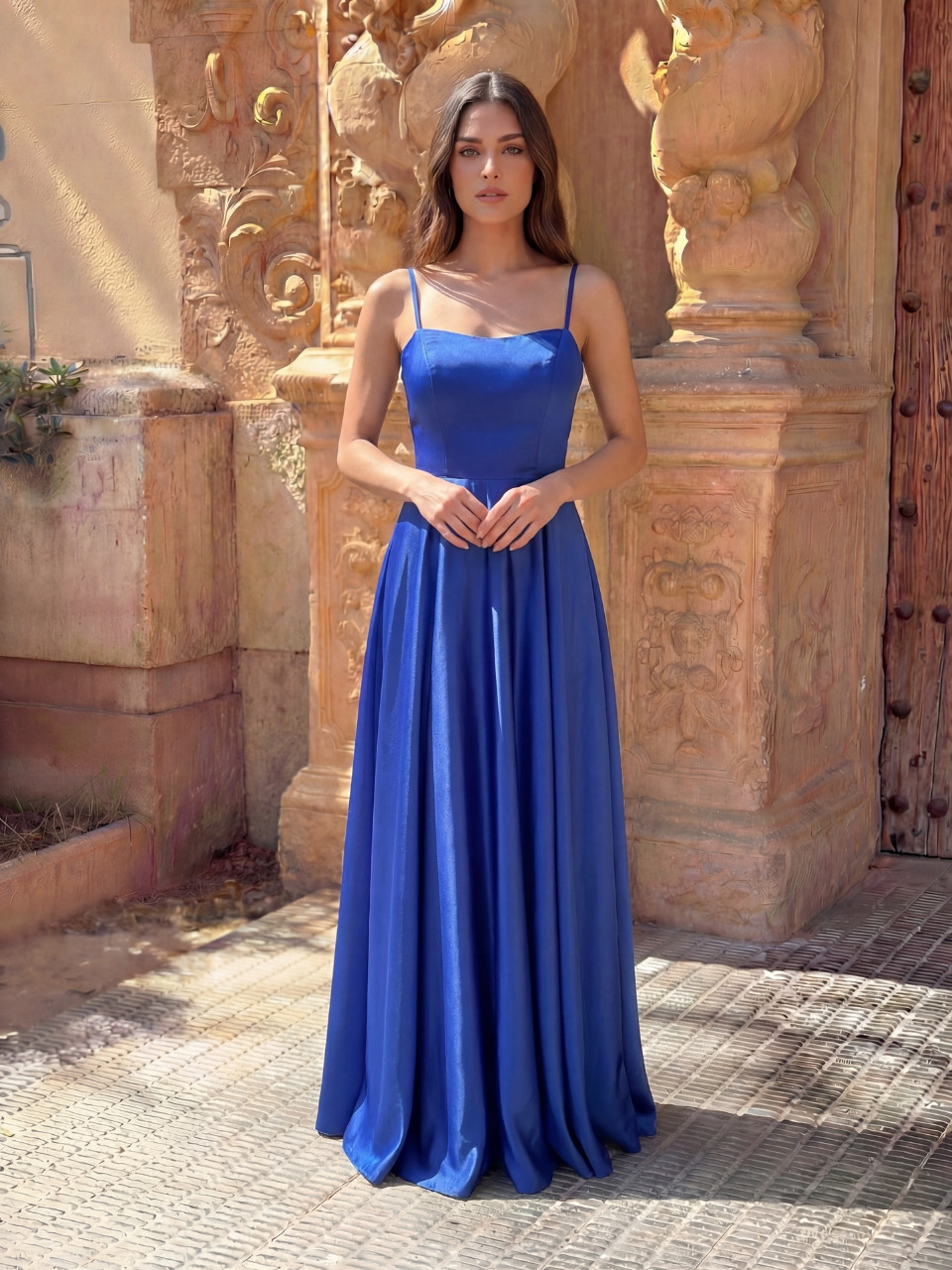 Vestido de invitada azul largo Helen | Vestidos Araya