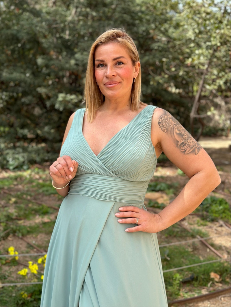 Vestido de invitada cruzado con abertura – Tallas grandes 42-50