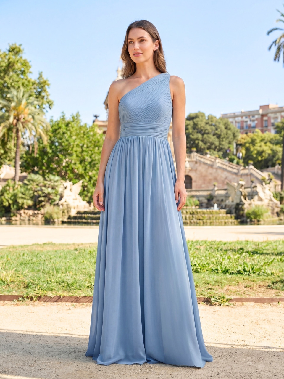 Vestido de invitada económico asimétrico con abertura lateral | Vestidos Araya