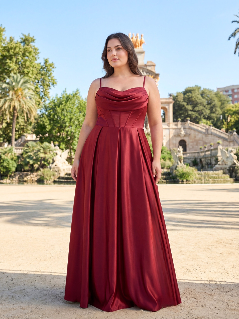 Vestido de invitada talla grande Alessia satén | Vestidos Araya