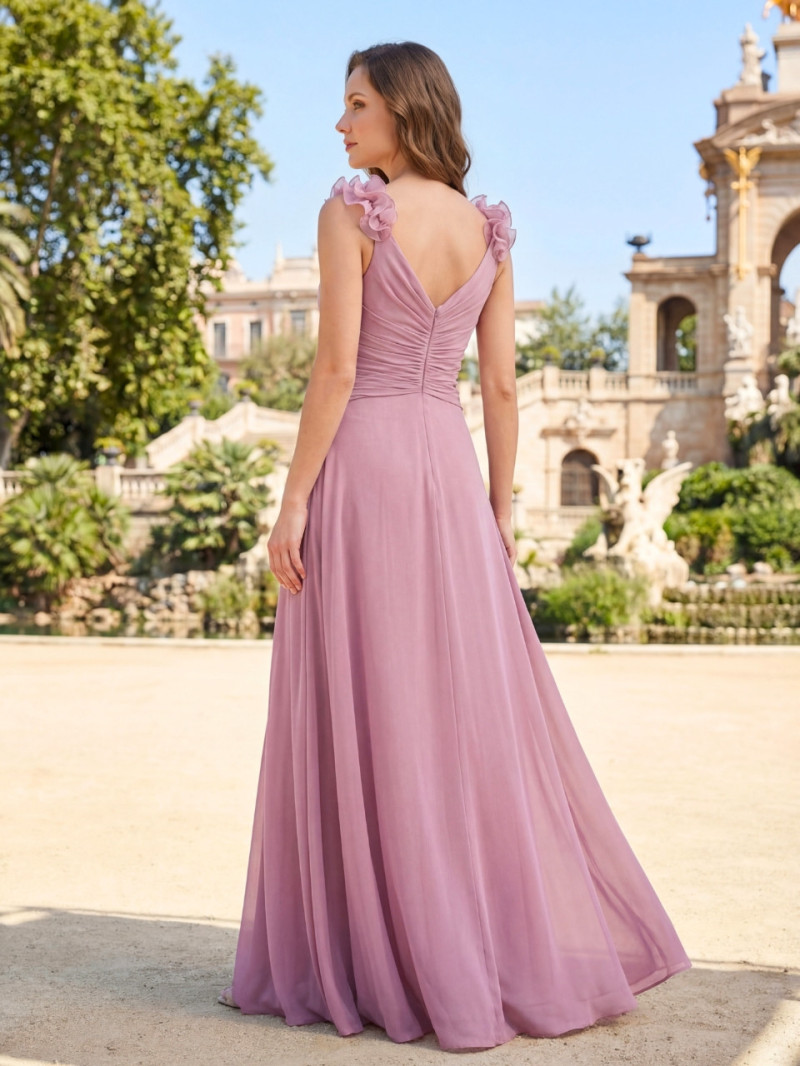 Vestido largo rosa empolvado invitada y dama de honor | Vestidos Largos