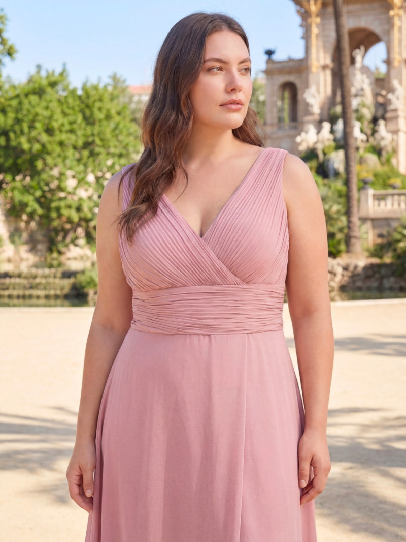 Vestido de invitada cruzado con abertura – Tallas grandes 42-50