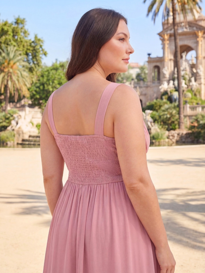 Vestido de invitada cruzado con abertura – Tallas grandes 42-50