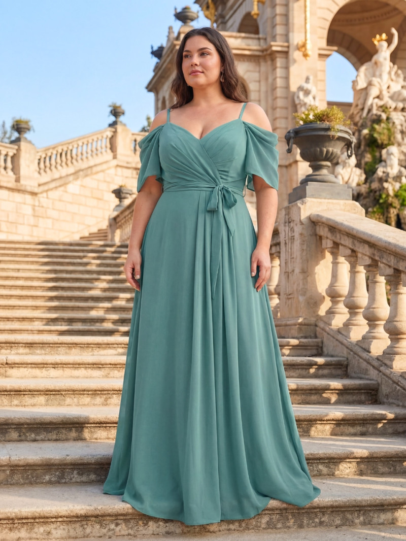 Vestido invitada talla grande burdeos Beatriz | Vestidos Araya