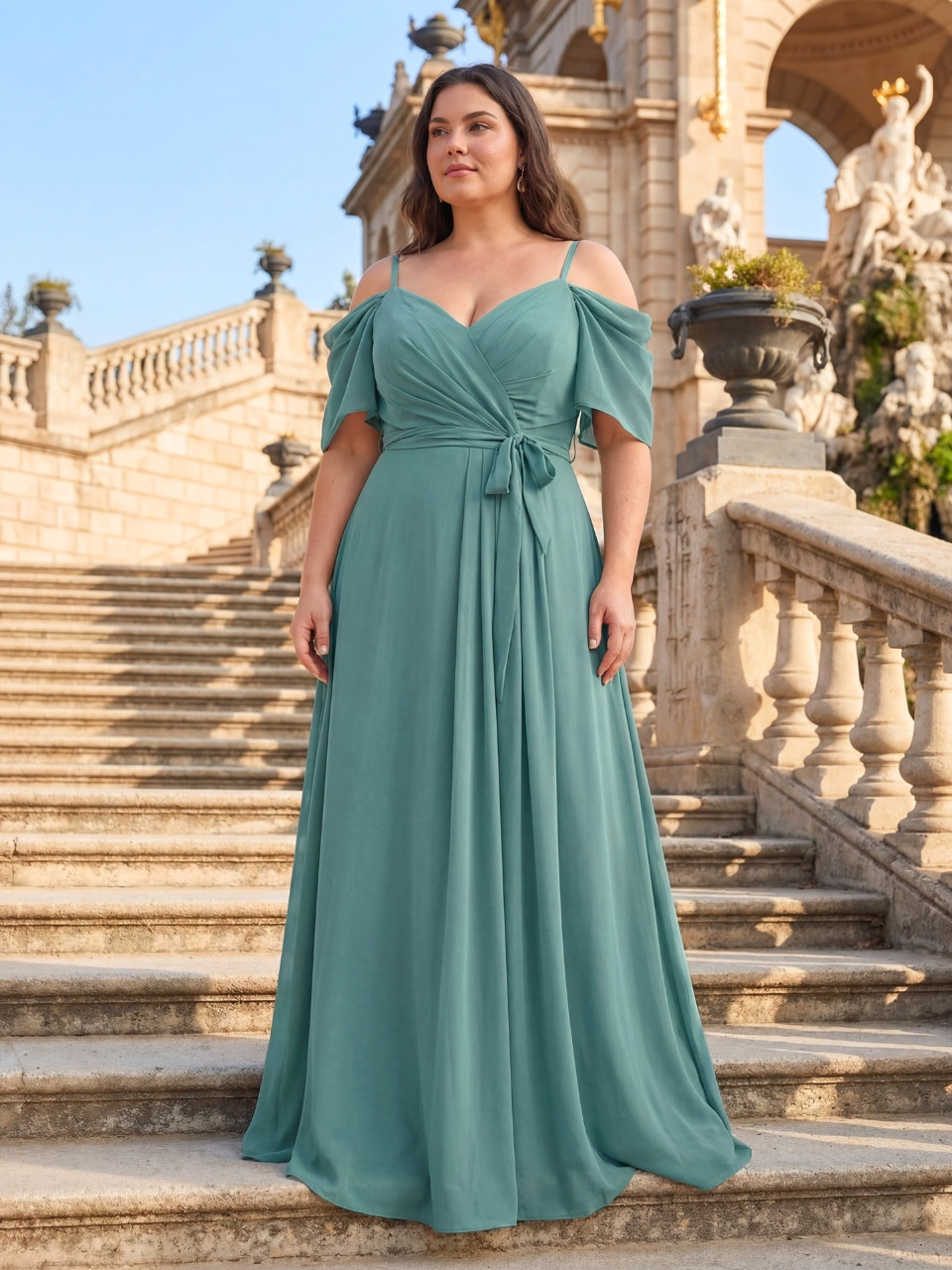 Vestido invitada talla grande burdeos Beatriz | Vestidos Araya