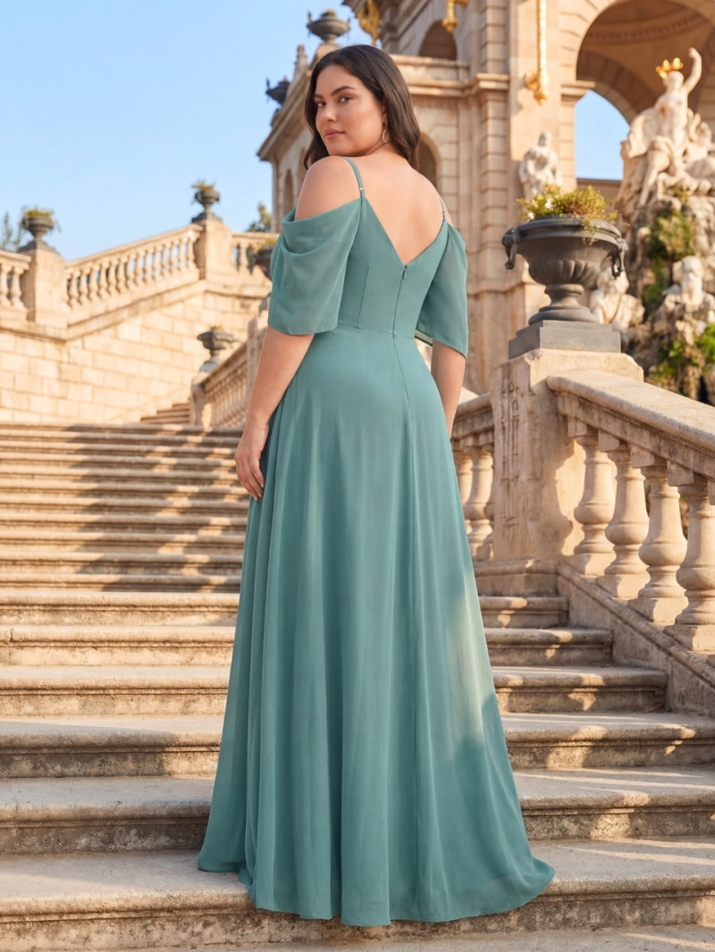 Vestido invitada talla grande burdeos Beatriz | Vestidos Araya