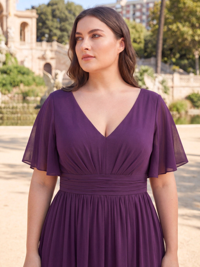 Vestido largo escote V Tallas grandes elegante |Vestidos Araya