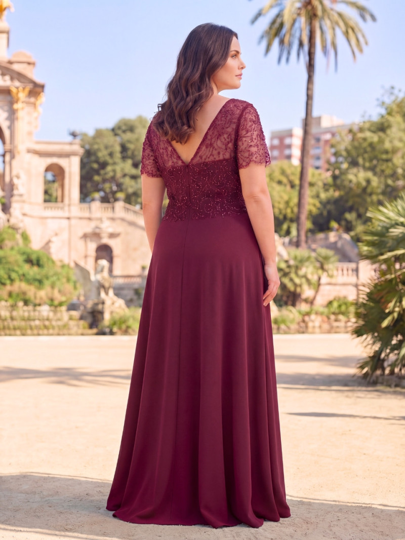 Vestido invitada o madrina talla grande azul Carmen | Vestidos Araya