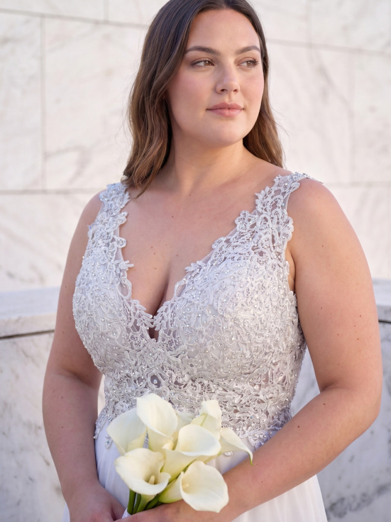 Vestido de novia barato con encaje y abertura | Modelo Gala Tallas Grandes – Vestidos Araya