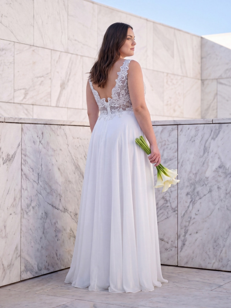 Vestido de novia barato con encaje y abertura | Modelo Gala Tallas Grandes – Vestidos Araya