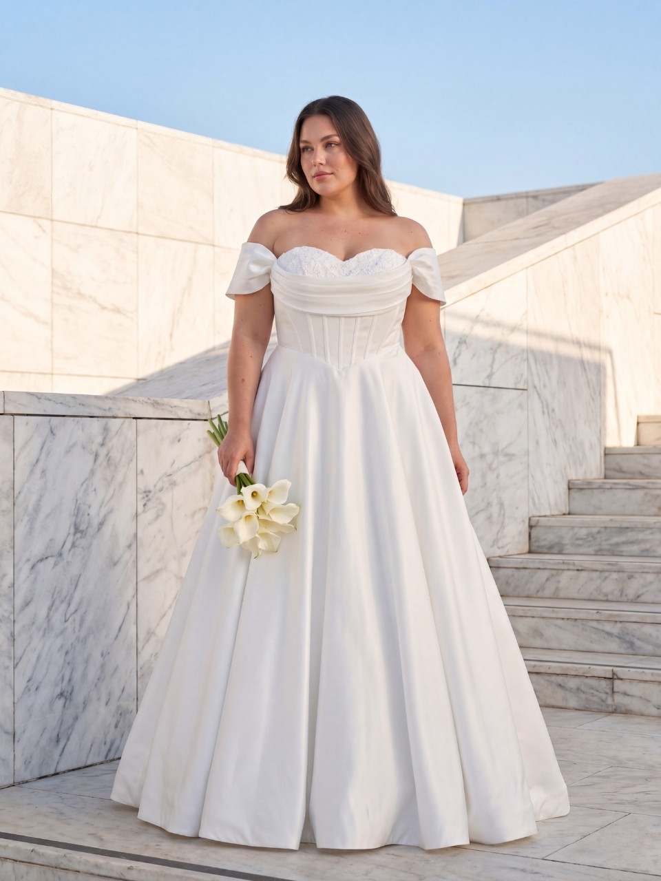 Vestido de novia talla grande con corsé y falda amplia elegante | Vestidos Araya