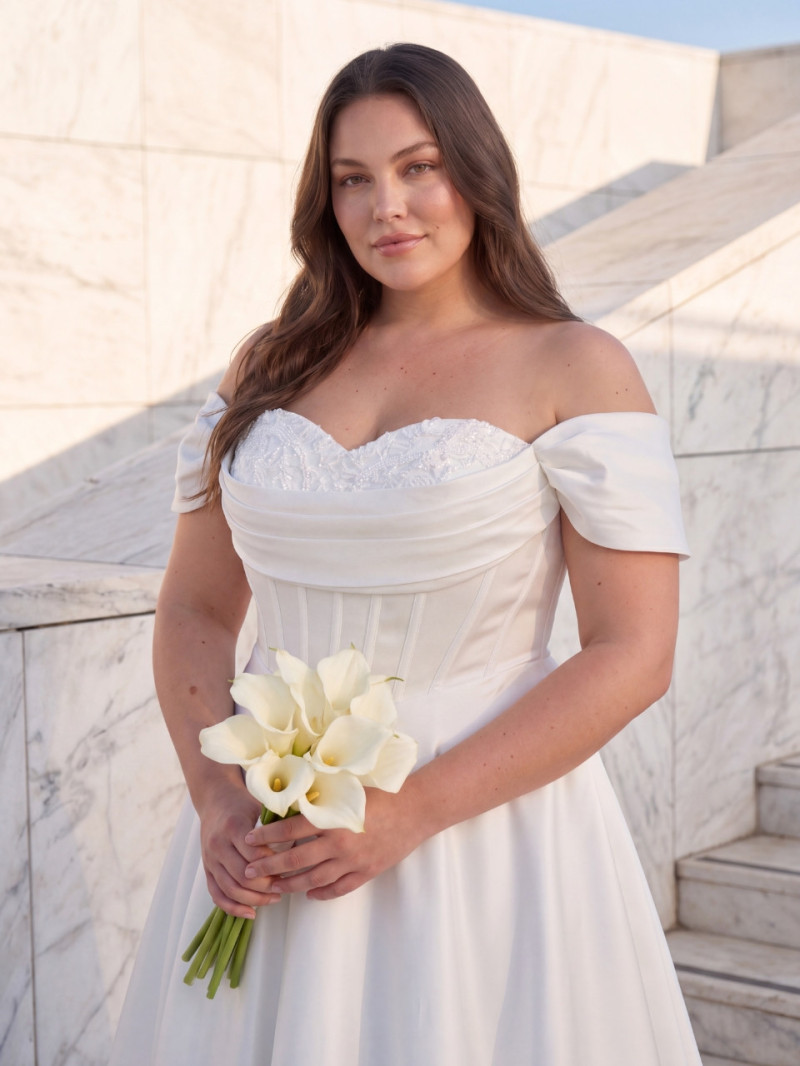 Vestido de novia talla grande con corsé y falda amplia elegante | Vestidos Araya