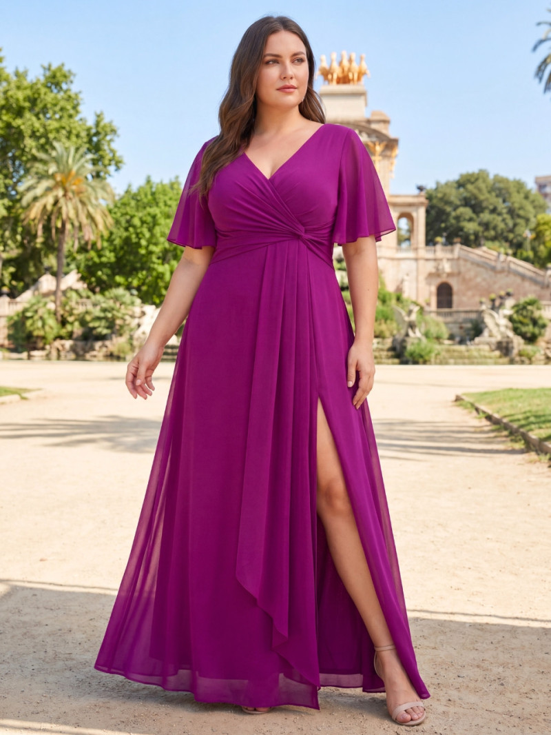 Vestido invitada talla grande azul Adriana | Vestidos Araya
