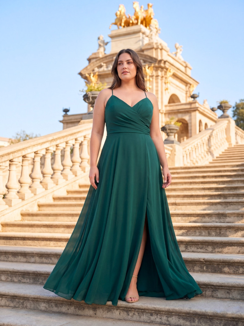 Vestido de invitada talla grande verde esmeralda | Dama de honor | Vestidos Araya