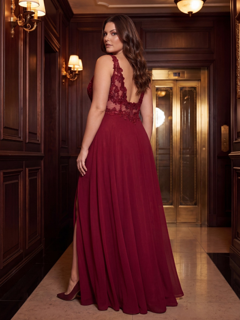 Vestido de fiesta invitada talla grande con encaje – Tallas 42 a 50  | Vestidos Araya