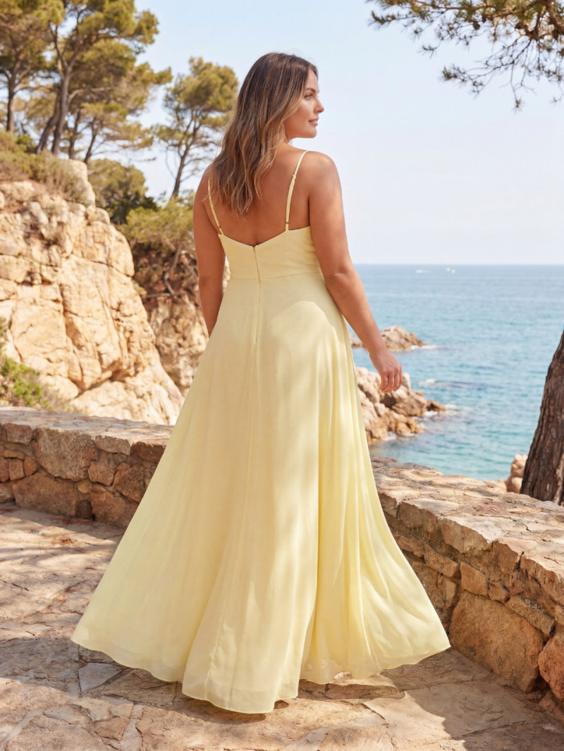 Vestido de Invitada Talla Grande Amarillo Largo | Vestidos Araya