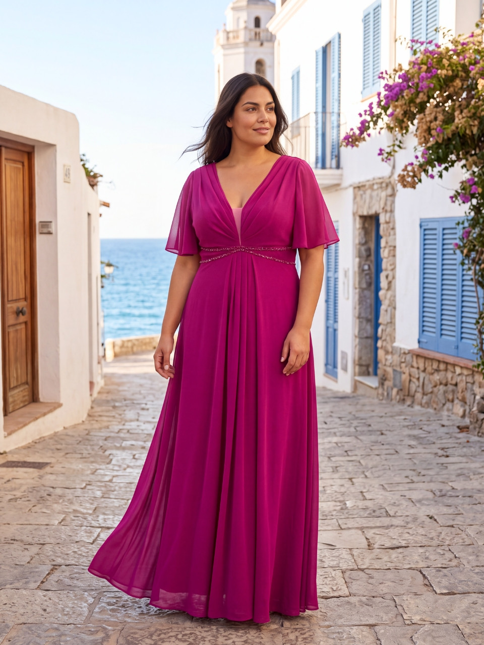 Vestido largo de invitada talla grande | Vestidos Araya
