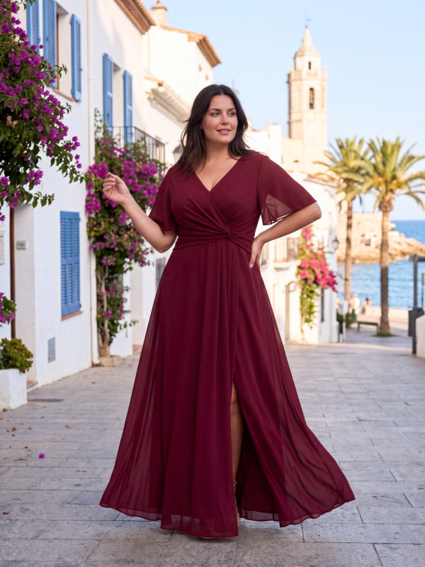 Vestido invitada talla grande azul Adriana | Vestidos Araya