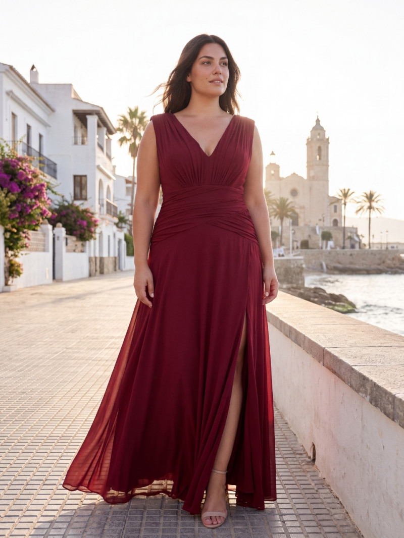 Vestido de invitada talla grande bugambilia Natalia