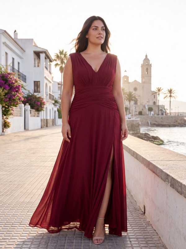 Vestido de invitada talla grande bugambilia Natalia