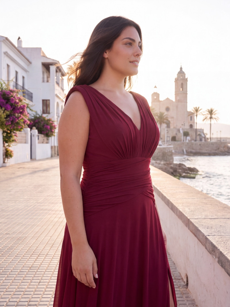 Vestido de invitada talla grande bugambilia Natalia