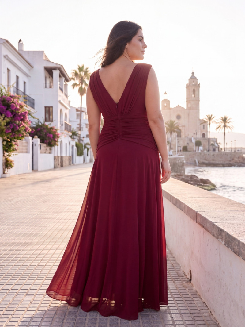 Vestido de invitada talla grande bugambilia Natalia