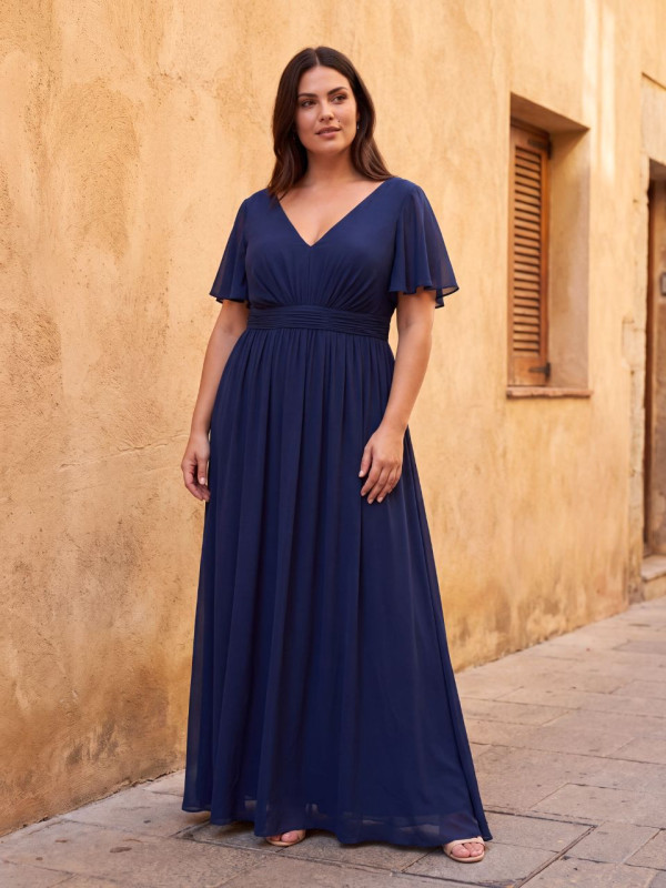 Vestido largo escote V Tallas grandes elegante |Vestidos Araya