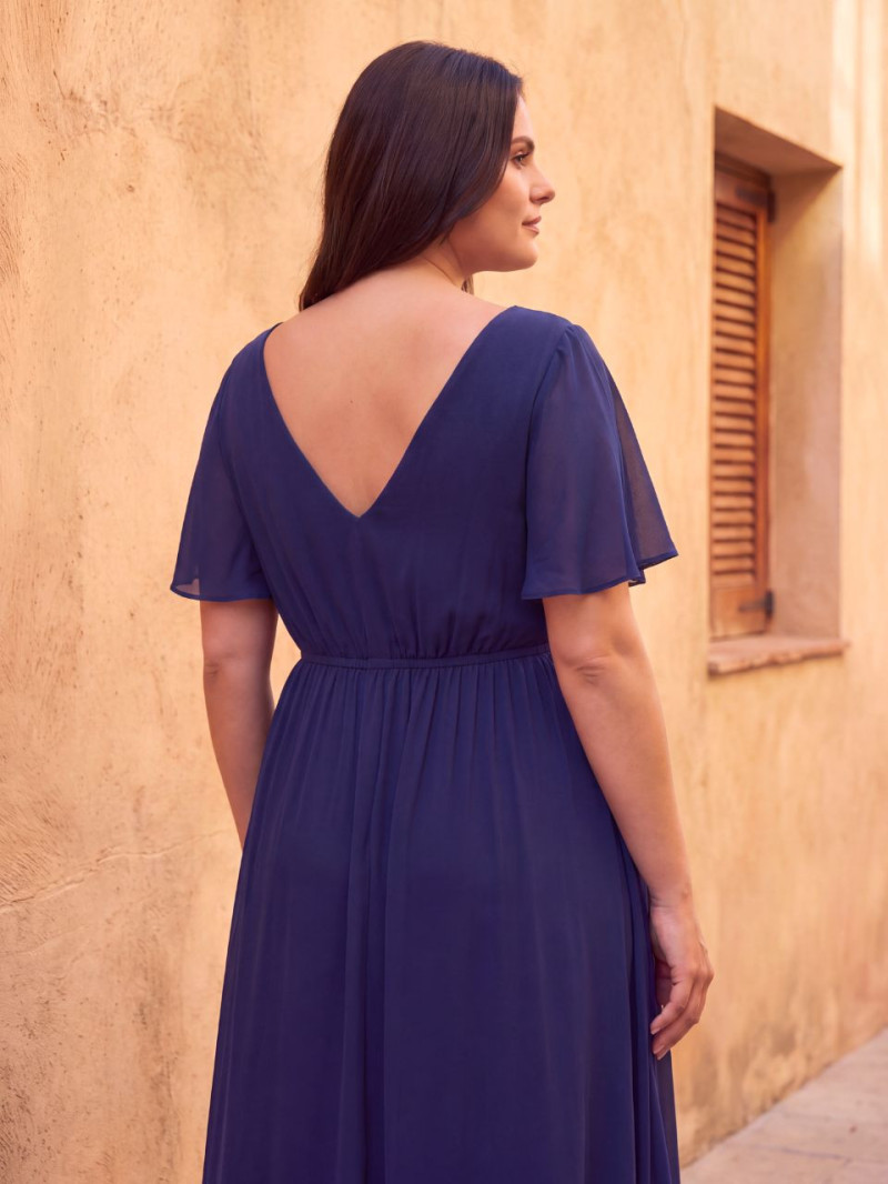 Vestido largo escote V Tallas grandes elegante |Vestidos Araya