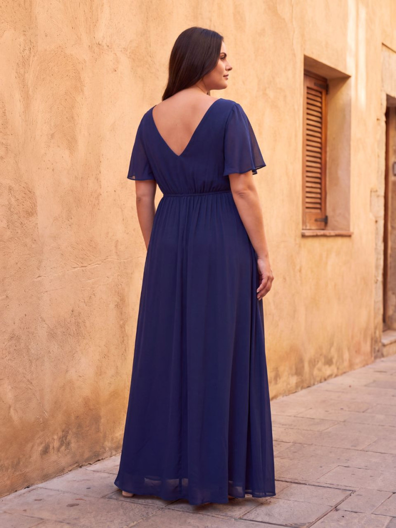 Vestido largo escote V Tallas grandes elegante |Vestidos Araya