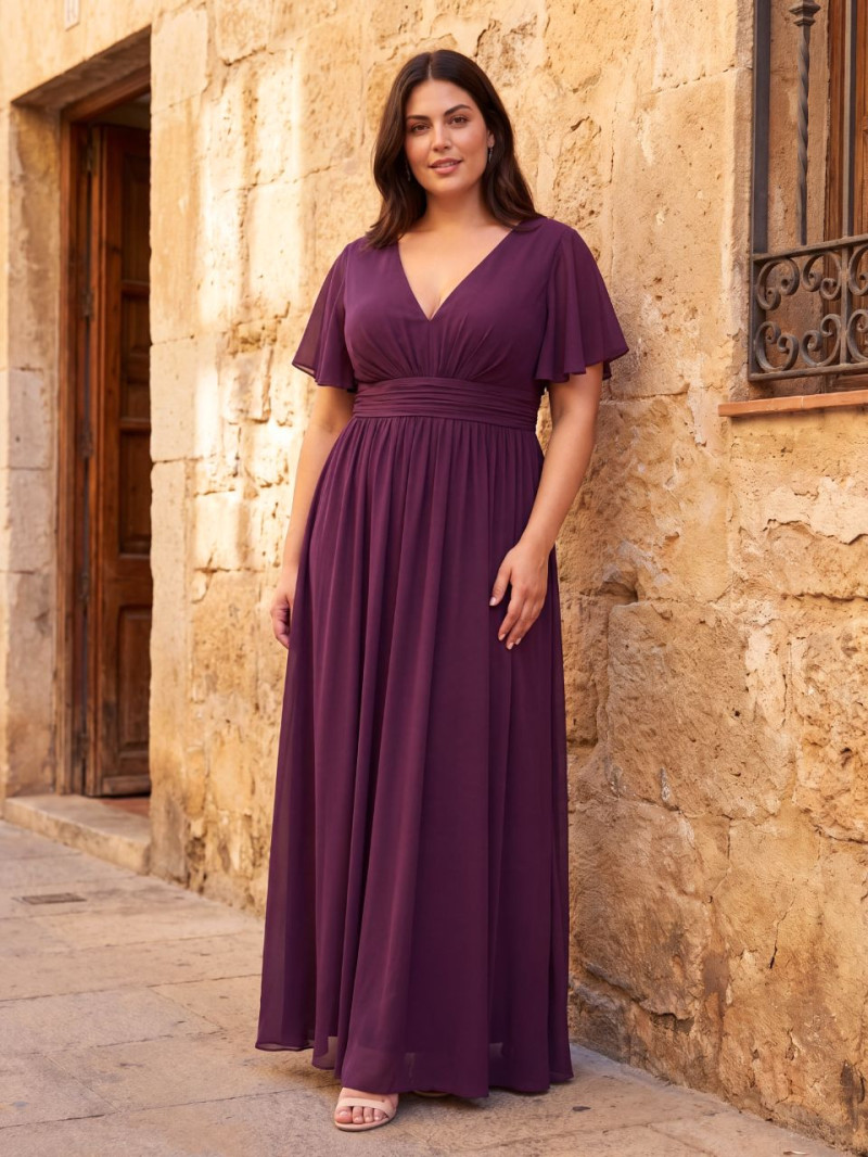 Vestido largo escote V Tallas grandes elegante |Vestidos Araya