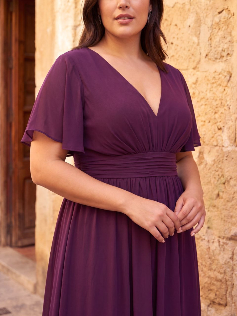 Vestido largo escote V Tallas grandes elegante |Vestidos Araya