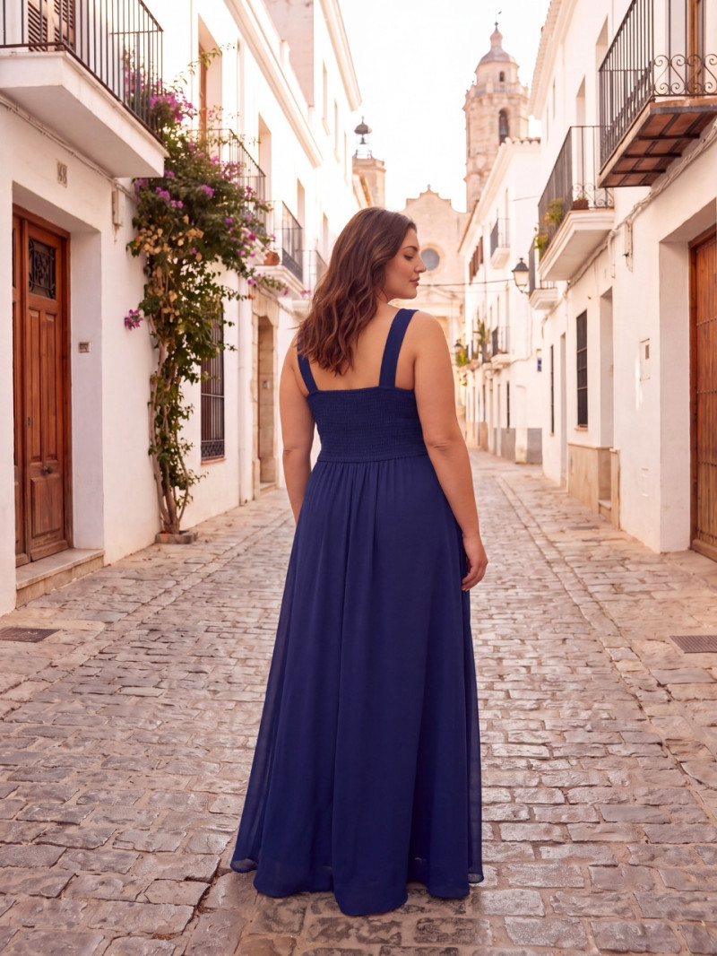 Vestido de invitada cruzado con abertura – Tallas grandes 42-50