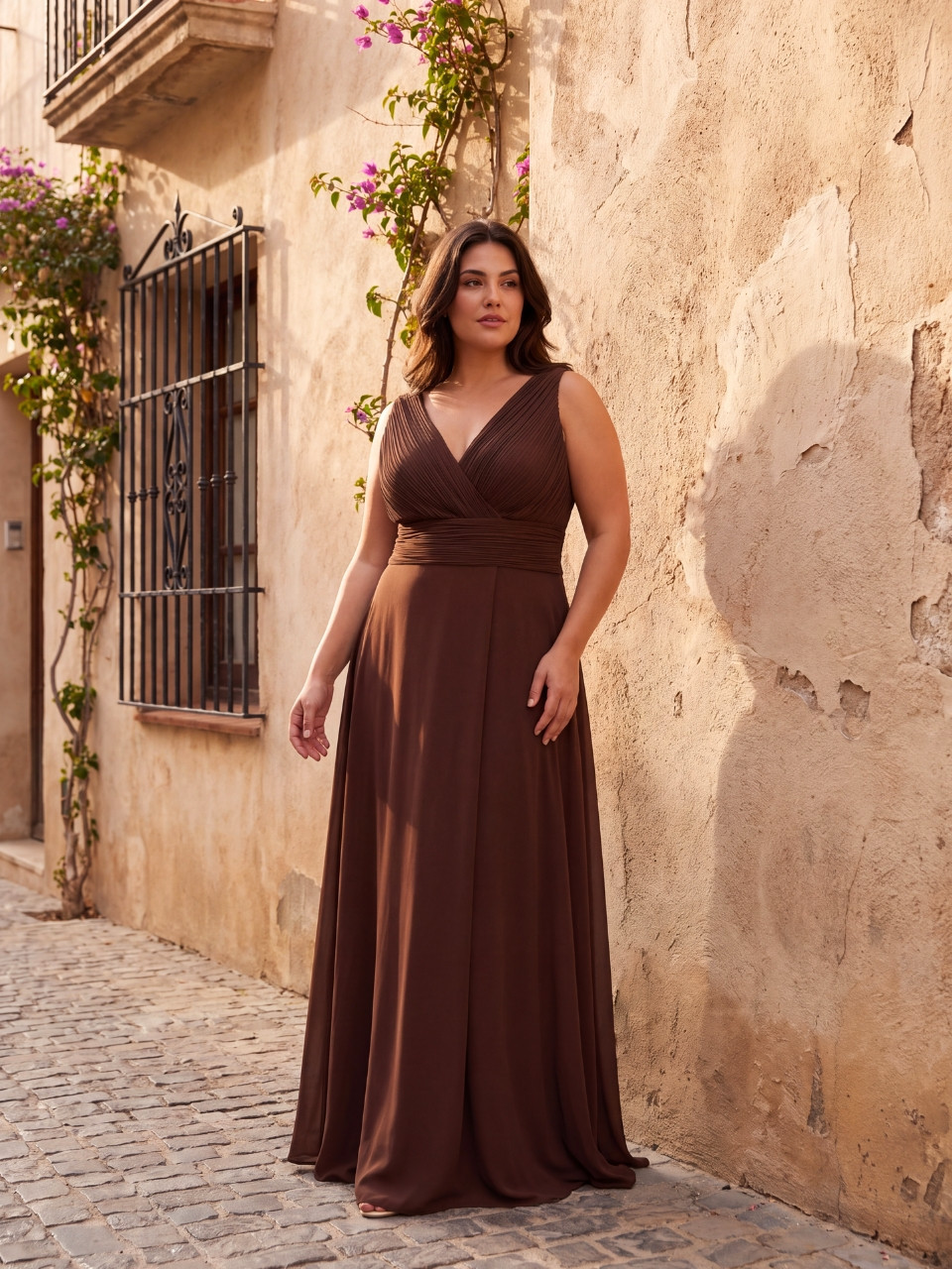 Vestido de invitada cruzado con abertura – Tallas grandes 42-50