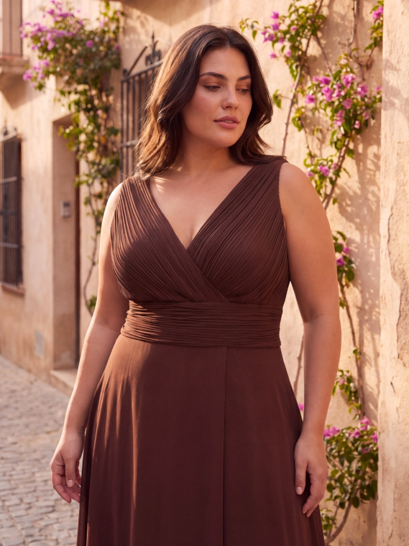 Vestido de invitada cruzado con abertura – Tallas grandes 42-50