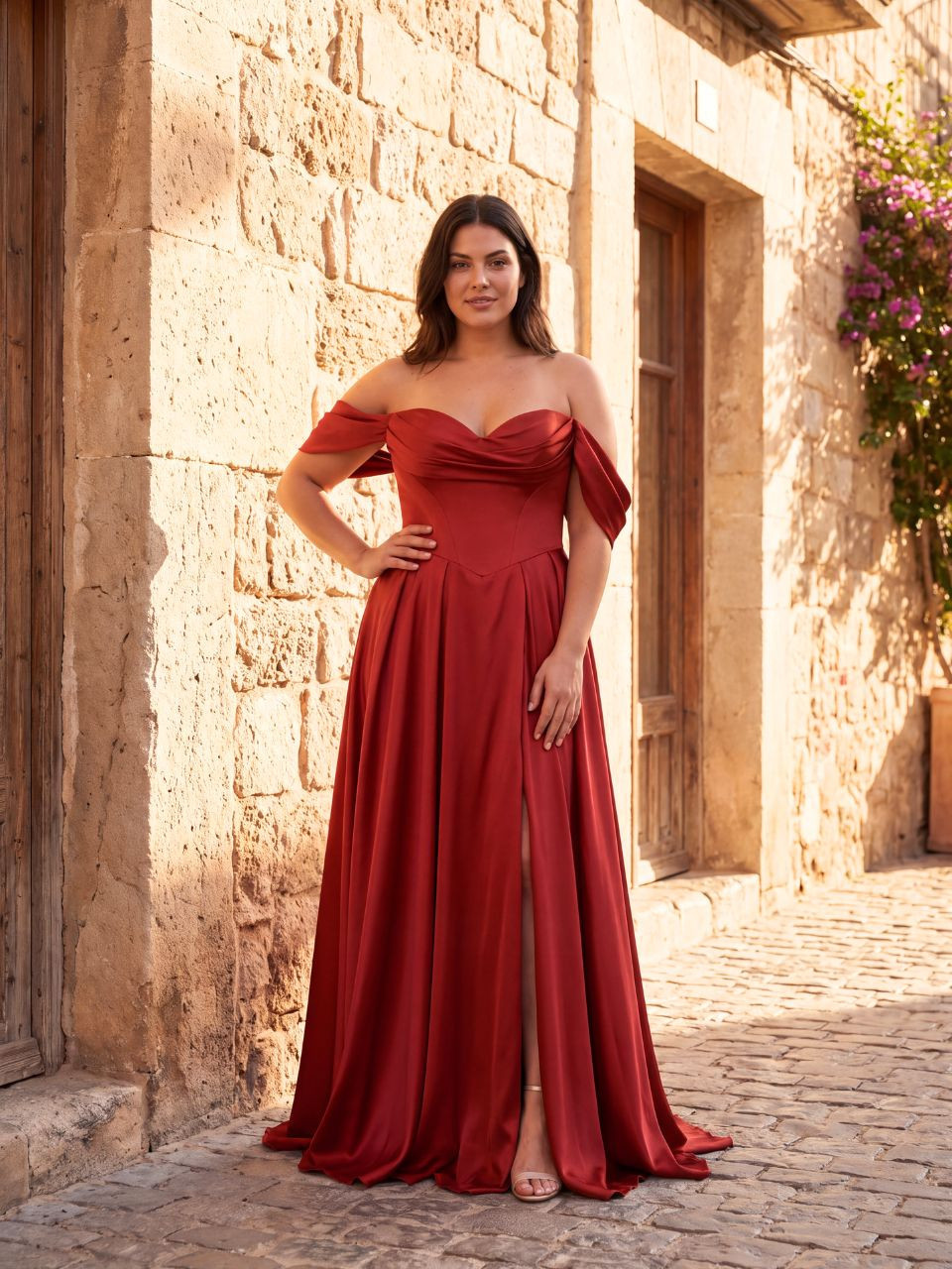 Vestido de Invitada Talla Grande Diana Terracota | Araya