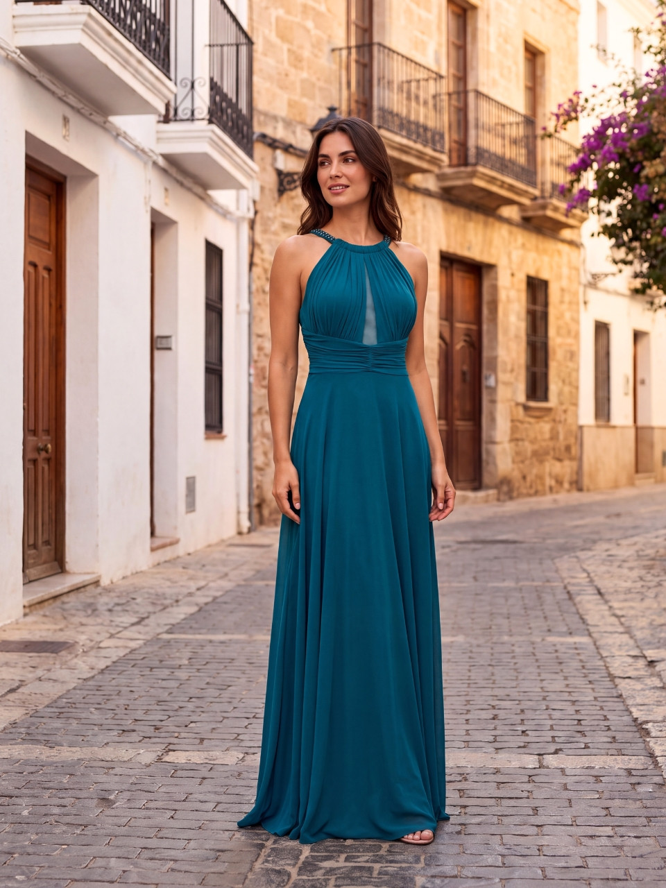 Vestido Greta – Elegante vestido de invitada con escote halter | Vestidos Araya